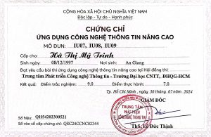 Mẫu Chứng chỉ Tin học Nâng cao